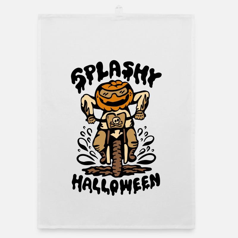 Citrouille d’Halloween Biker éclaboussant dans la boue Torchon bio