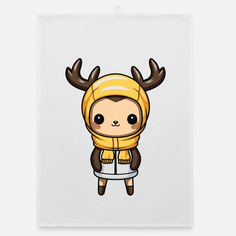 cerf mignon bande dessinée hiver Torchon bio