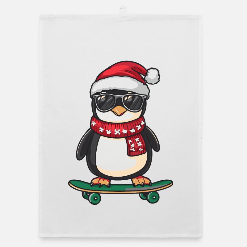 Pingouin Noël Drôle Torchon bio