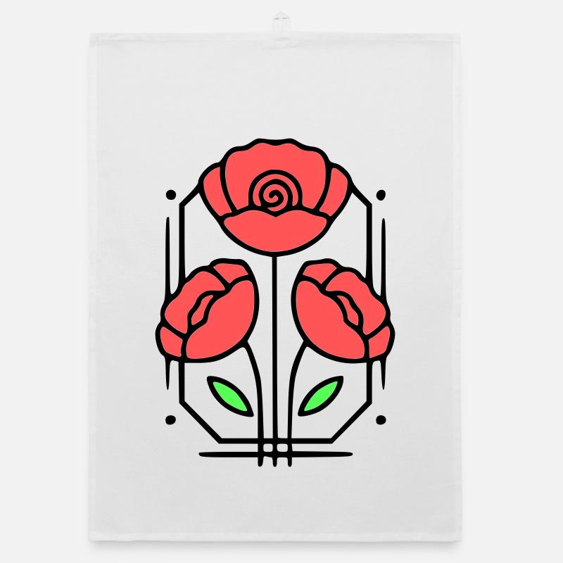 Coquelicots coquelicots minimaliste Line Art 8 Torchon bio