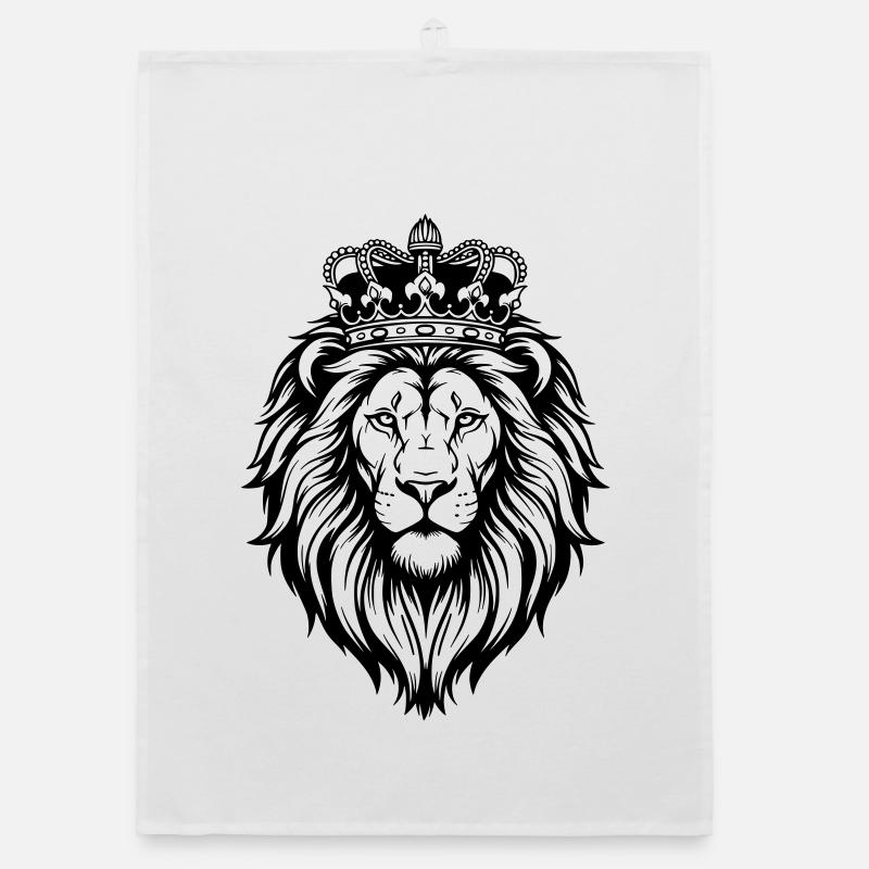Majestic lion with crown Organic dish towel