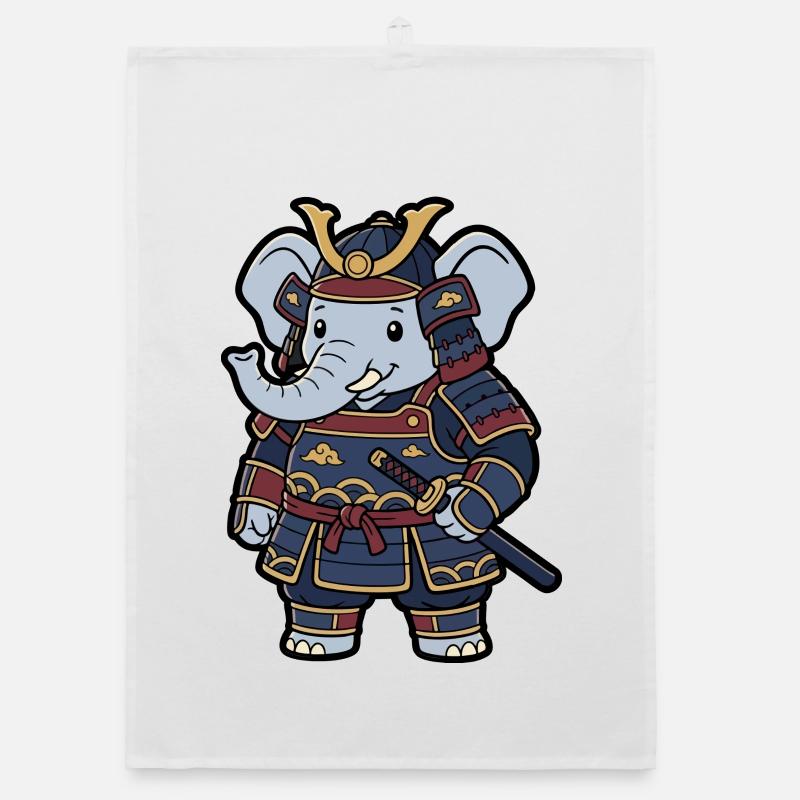 Elefant-Samurai in Krieger-Rüstung Organic Geschirrtuch