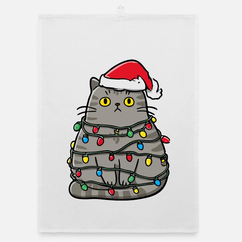 Clumsy Cat Christmas Organic dish towel
