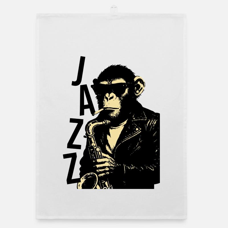 Saxophone monkey plays saxophone Organic dish towel