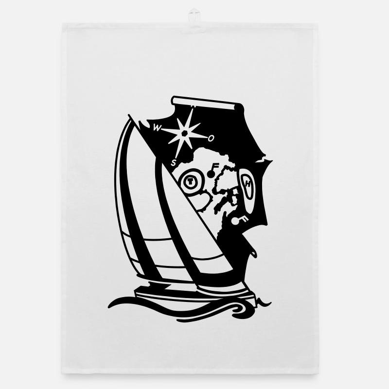 Sailing Yacht Sailing Ship with Compass Nautical Chart Sailing Organic dish towel