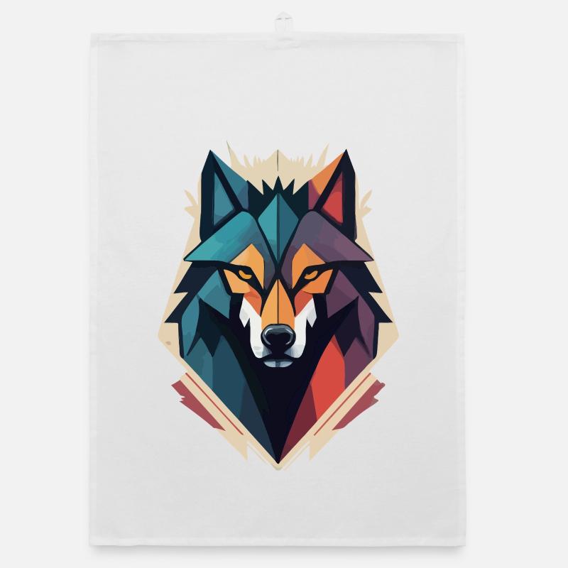 Geometrischer Wolfskopf Organic Geschirrtuch