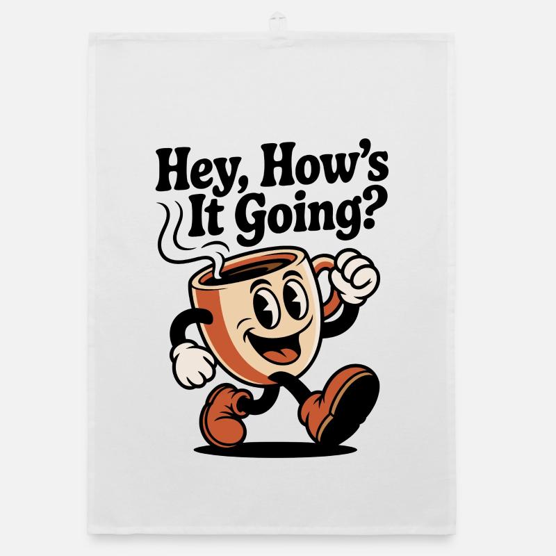 Running Coffee Mug Mascot Organic dish towel