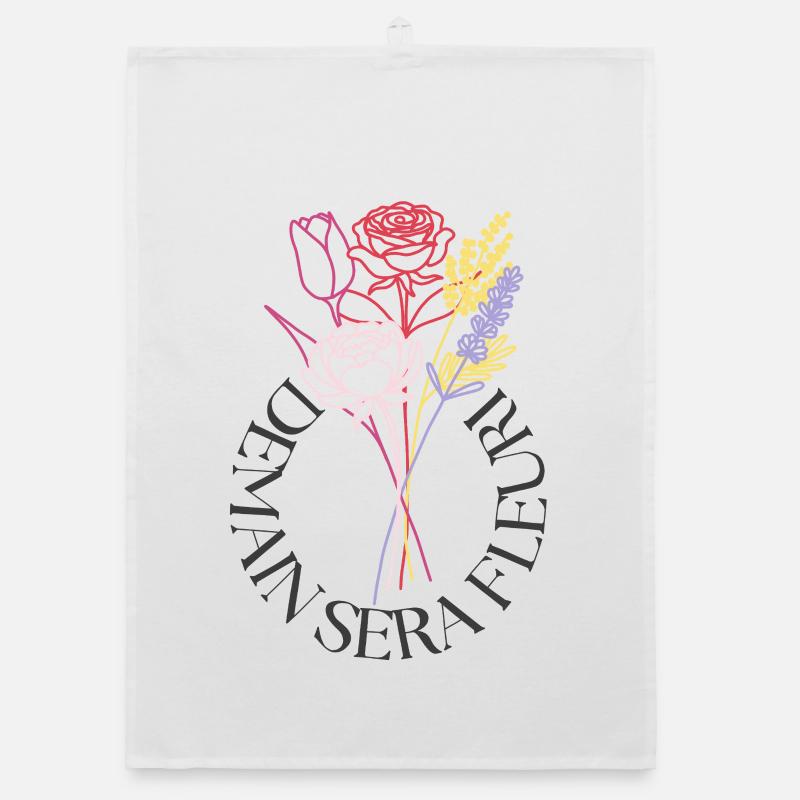 Ich hoffe, dass Bouquet LineArt morgen blumig sein wird Organic Geschirrtuch