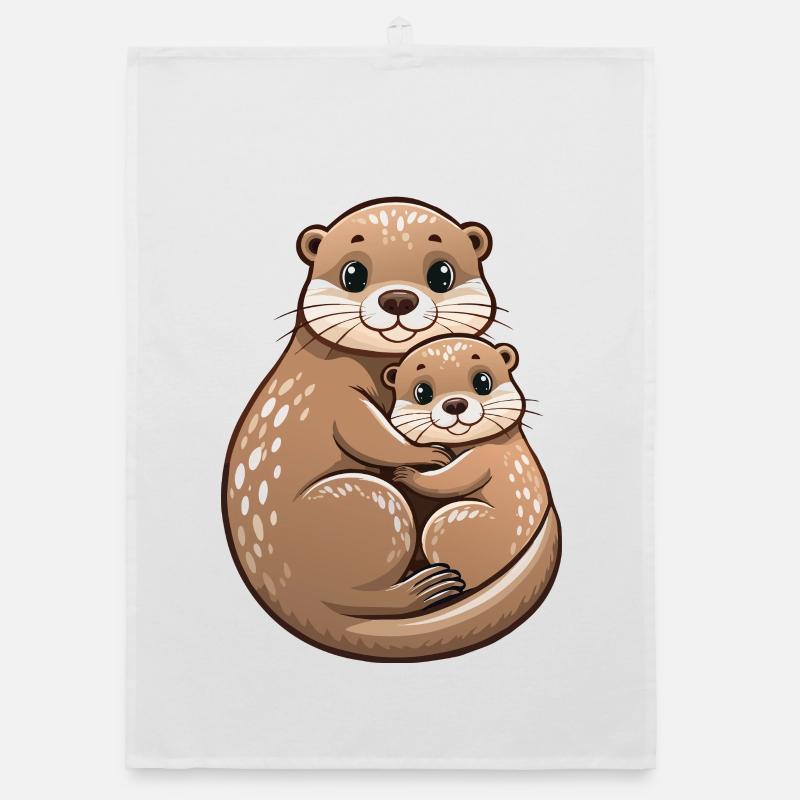 Mère loutre avec un petit Torchon bio