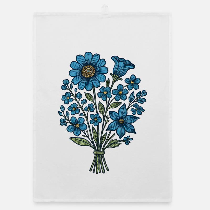 Bouquet de Fleurs Bleues Torchon bio