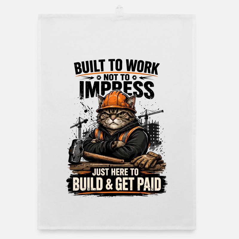 Construction Cat: Build & Get Paid Organic dish towel
