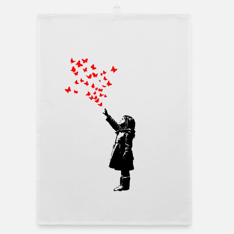 Papillons dans le style Banksy Torchon bio