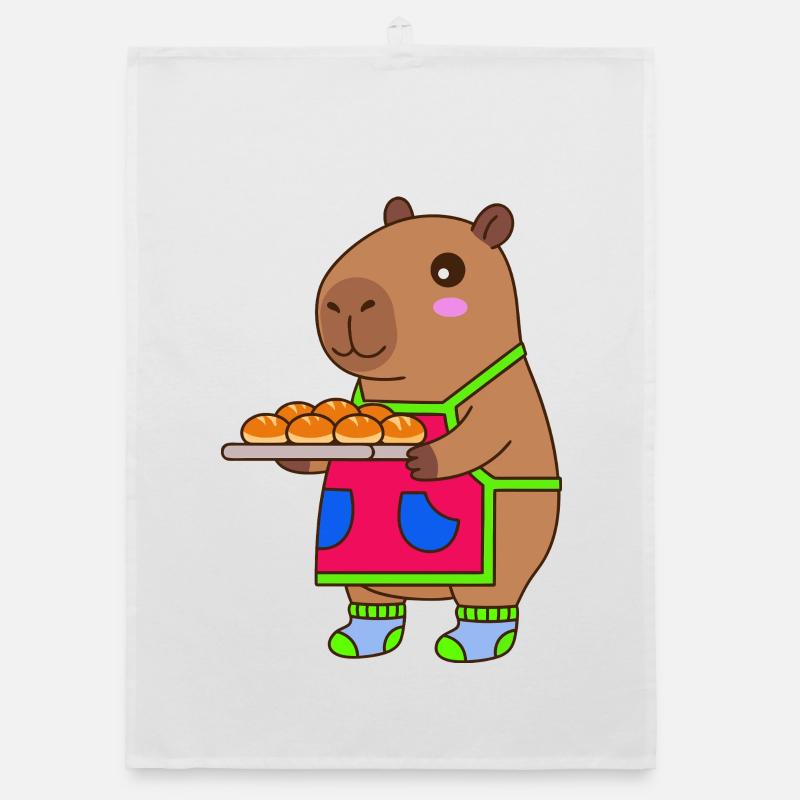 Capybara Bäckerschürze mit Brötchen Organic Geschirrtuch