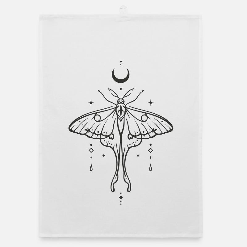 Luna Moth with Moon – Mystical Night Moth Organic dish towel