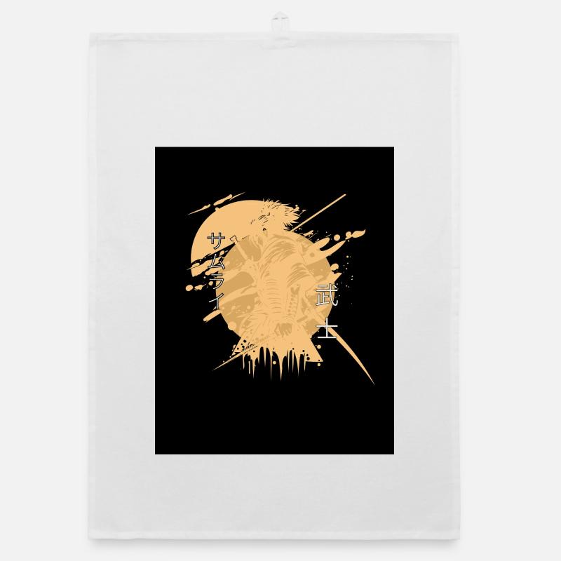 Samouraï Cheval Splatter Noir Torchon bio