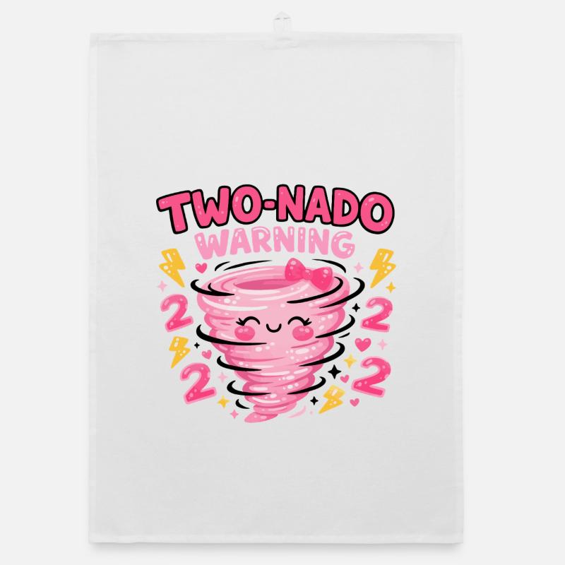 Avertissement à deux nado : 2e anniversaire design Torchon bio