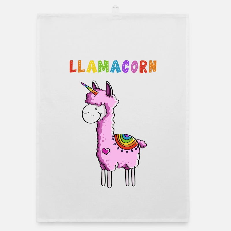 Llamacorn - Lama Einhorn - Comic - Fun Geschenk Organic Geschirrtuch