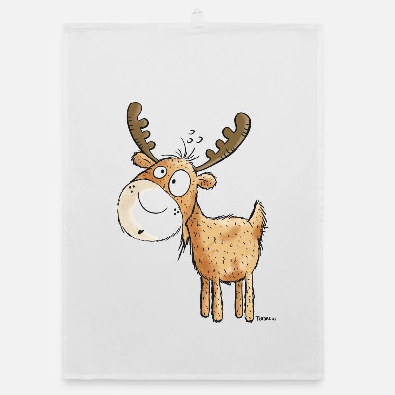 Witziger Elch - Elche - Hirsch - Reh - Geschenk Organic Geschirrtuch