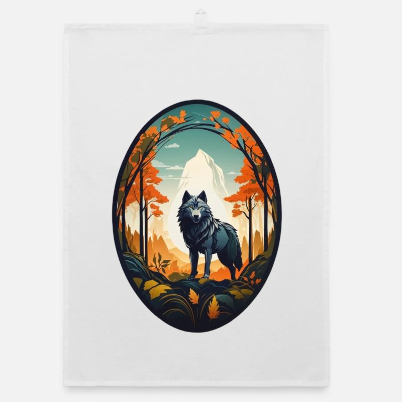 Forest dweller wolf Organic dish towel