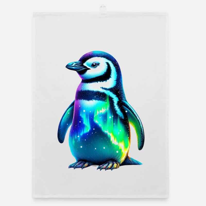 Aurora Borealis Pinguin Organic Geschirrtuch