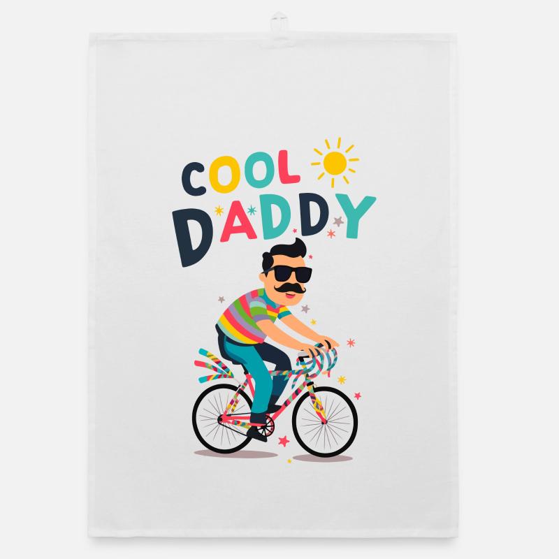 Vibrant Cool Daddy Cyclist Design Torchon bio