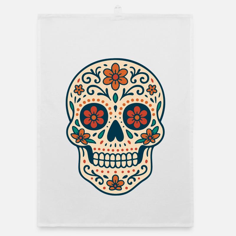 Latin American Folklore Skull by Helfspawn Organic dish towel