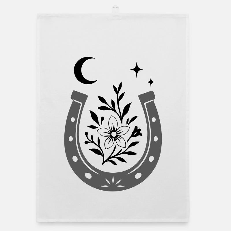Fer à cheval avec fleur et lune - Lucky Design Torchon bio