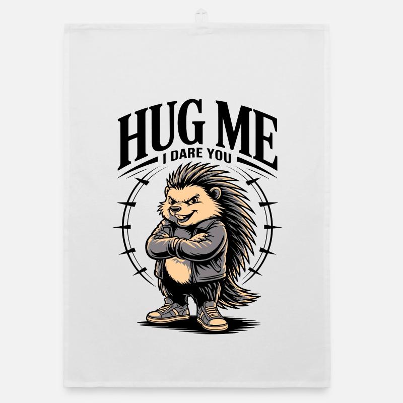 Hug Me I Dare You Hedgehog Organic dish towel