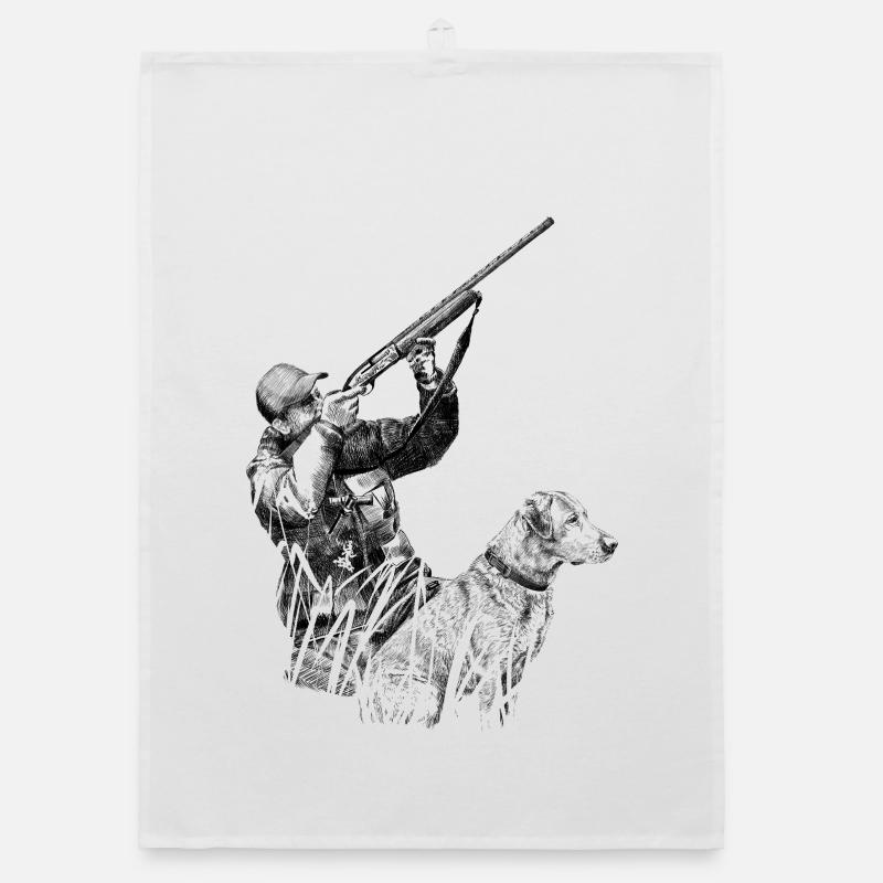 Jäger mit Hund Organic Geschirrtuch