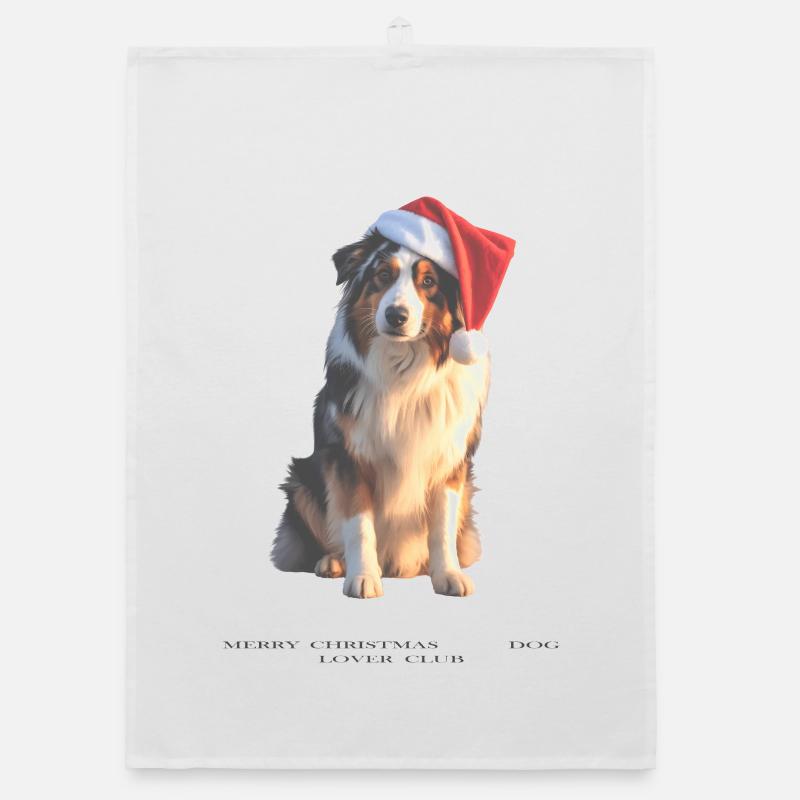 Boder Collie Weihnachts-Hund im Santa-Hut Organic Geschirrtuch