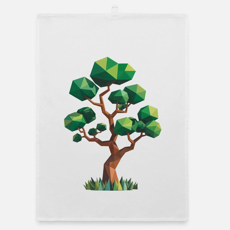 Baum - Cooles Low Poly Logo Organic Geschirrtuch