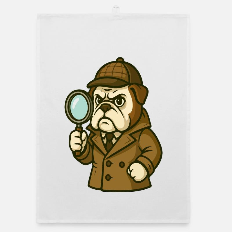 Détective Bouledogue au look classique de Sherlock Torchon bio