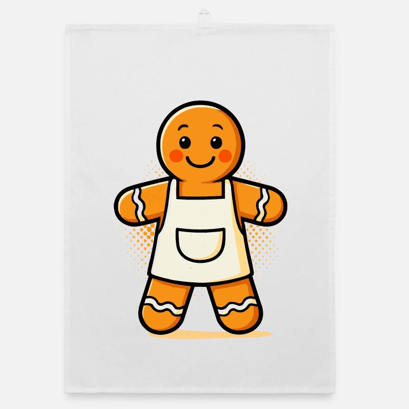 Gingerbread man with apron Organic dish towel