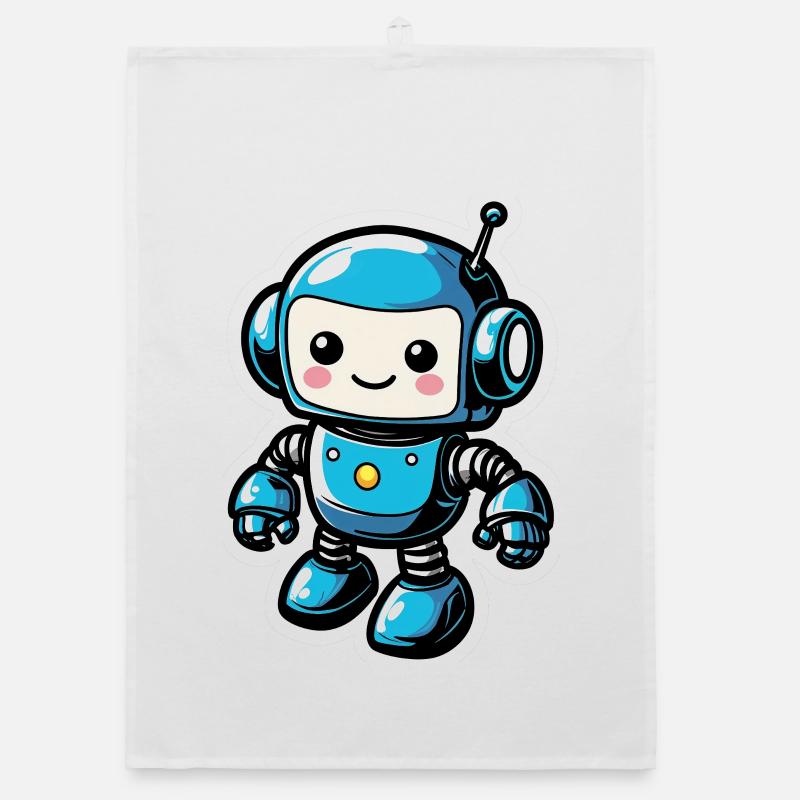 Blauer Roboterfreund Sticker Organic Geschirrtuch