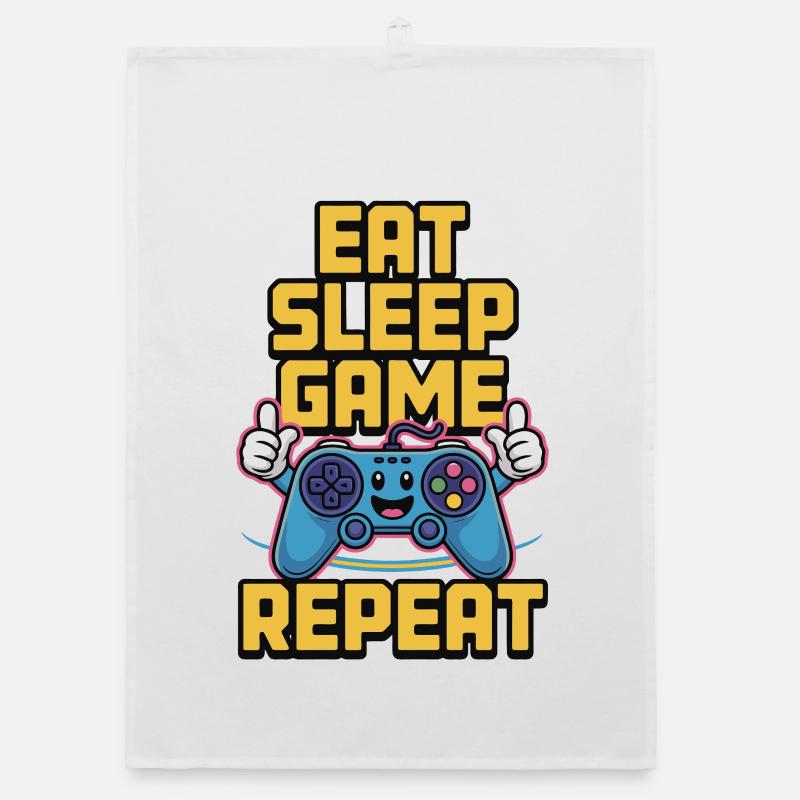 Eat Sleep Game Repeat Organic dish towel