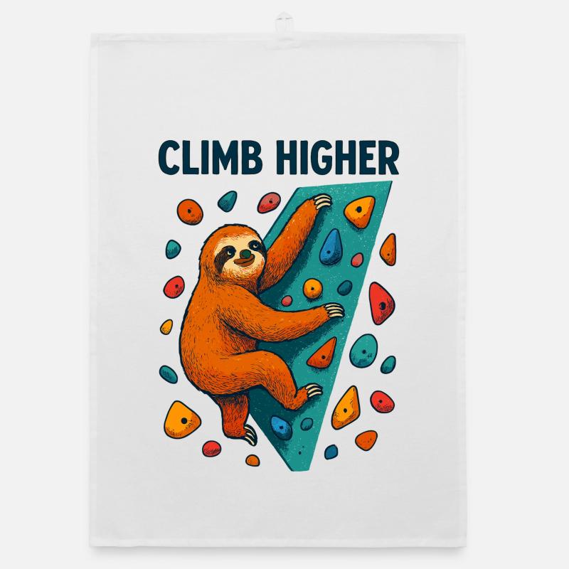 Bouldering Sloth Climbing Gift Organic dish towel