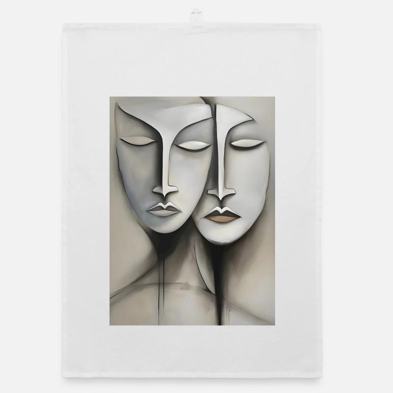 Gesichter, faces Organic Geschirrtuch