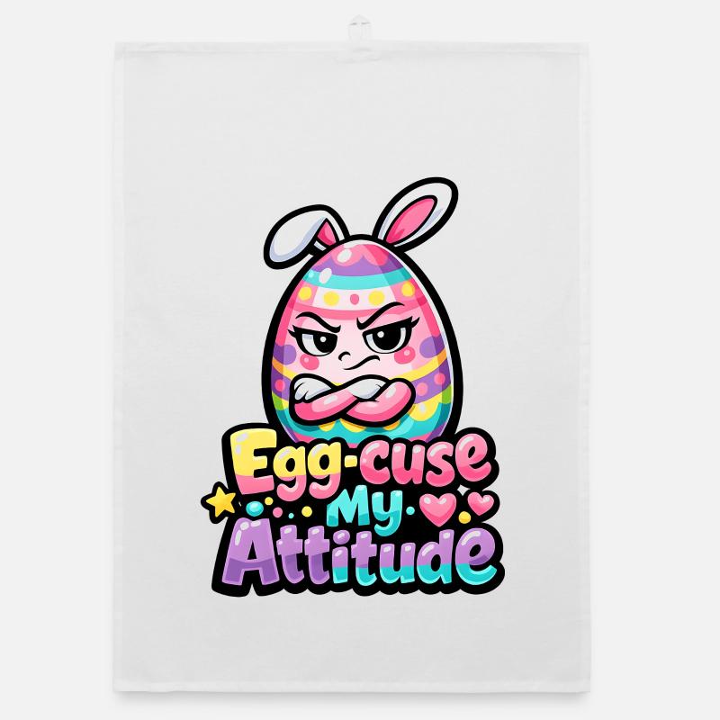 Excuse mon attitude jeu de mots de Pâques Torchon bio