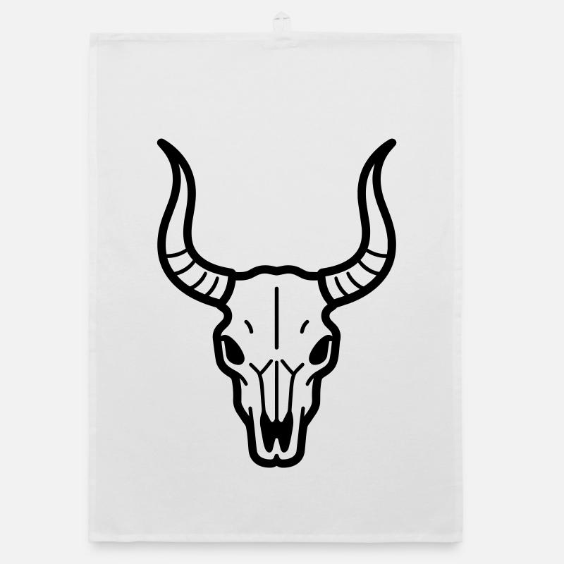 bull skull Organic dish towel