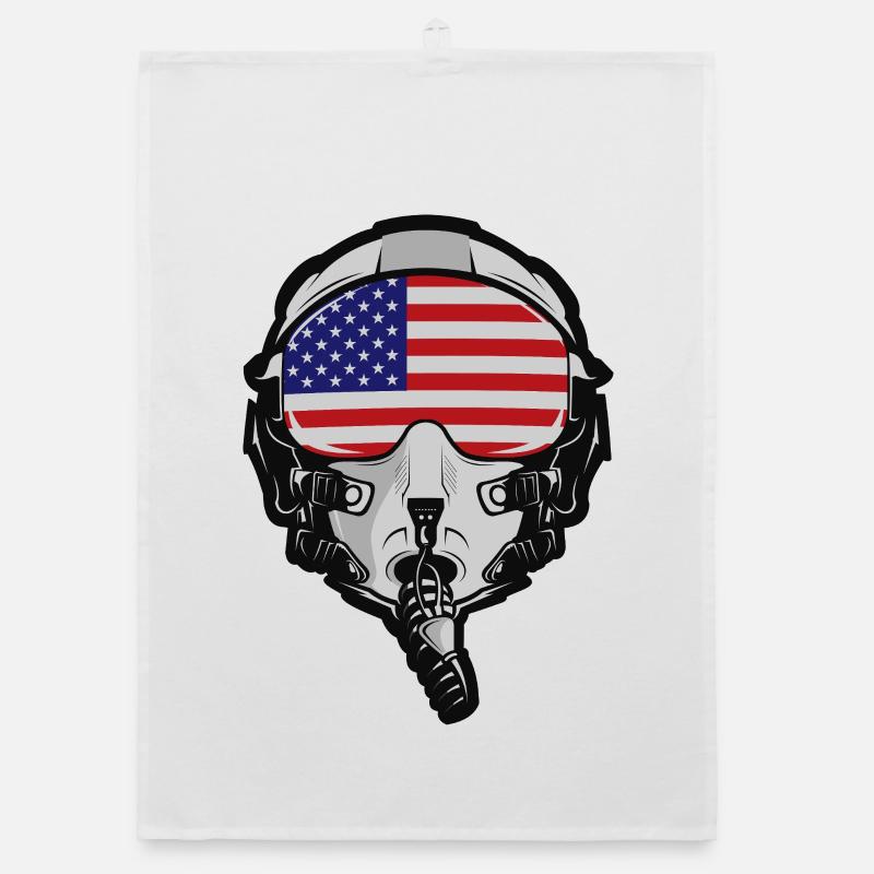 US Pilot Helmet with American Flag Organic dish towel