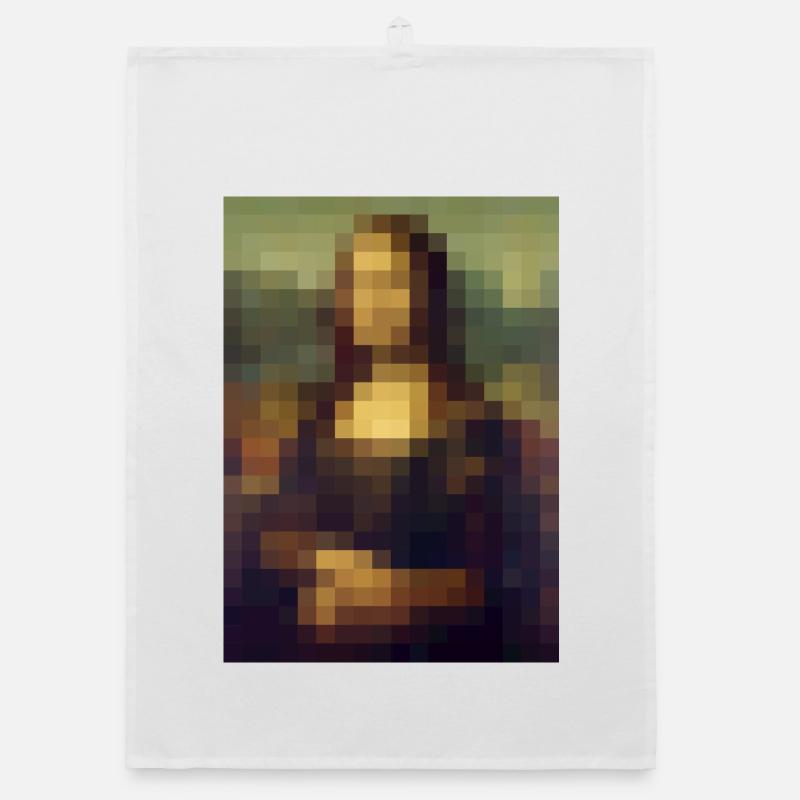 Mona Lisa 8-bit pixels tableau Léonard de Vinci Torchon bio