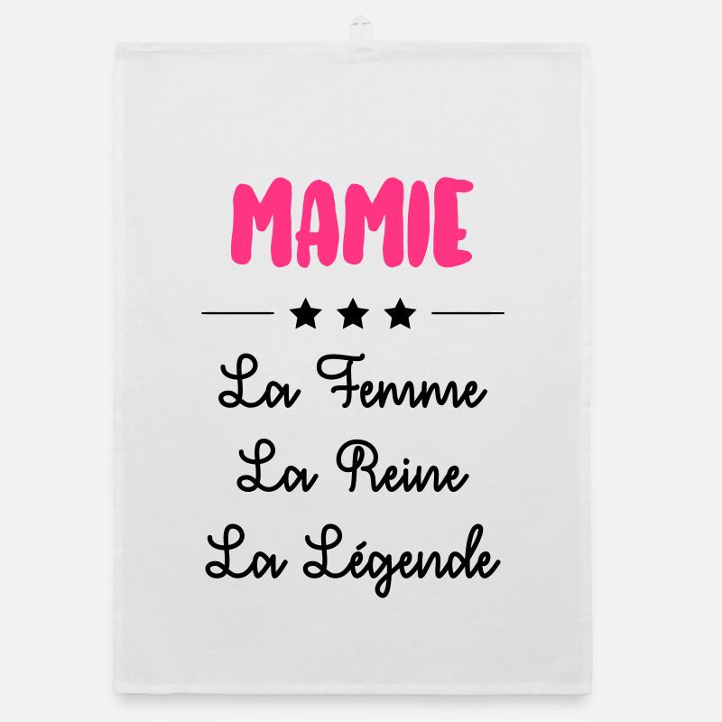 Mamie / Mamy / Grand Mere / Grand-Mère / Bébé - Torchon bio - blanc