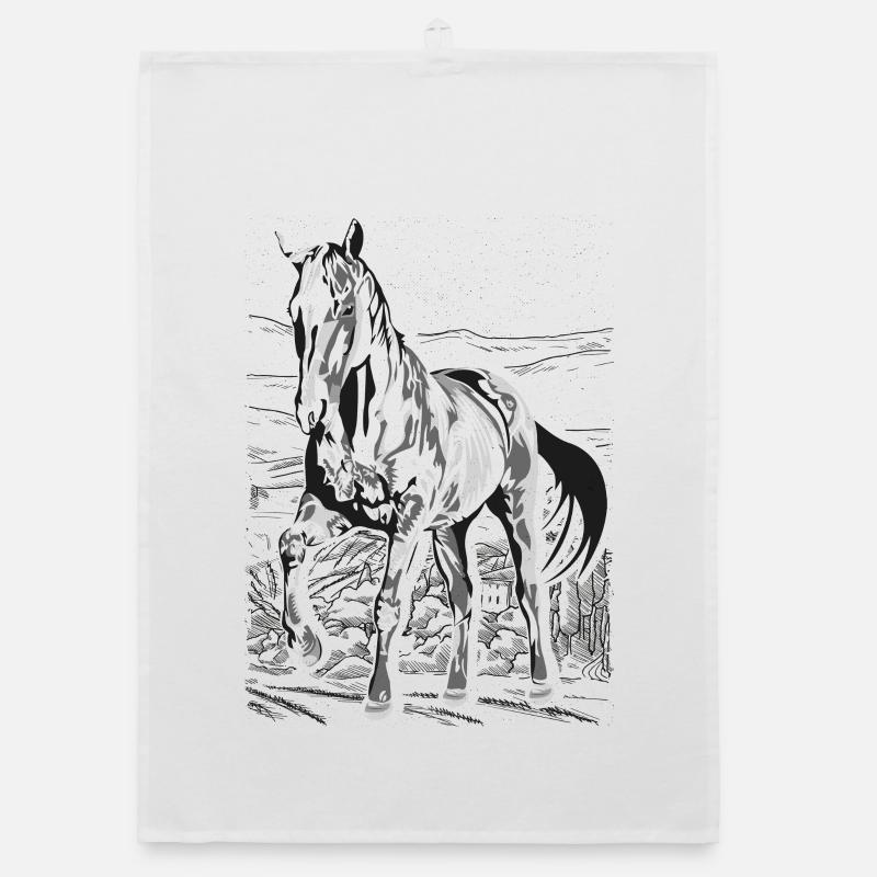 Équitation - cavalier - école d'équitation - beau cheval Torchon bio