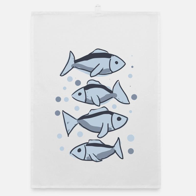 Fische - Organic Geschirrtuch - Weiß
