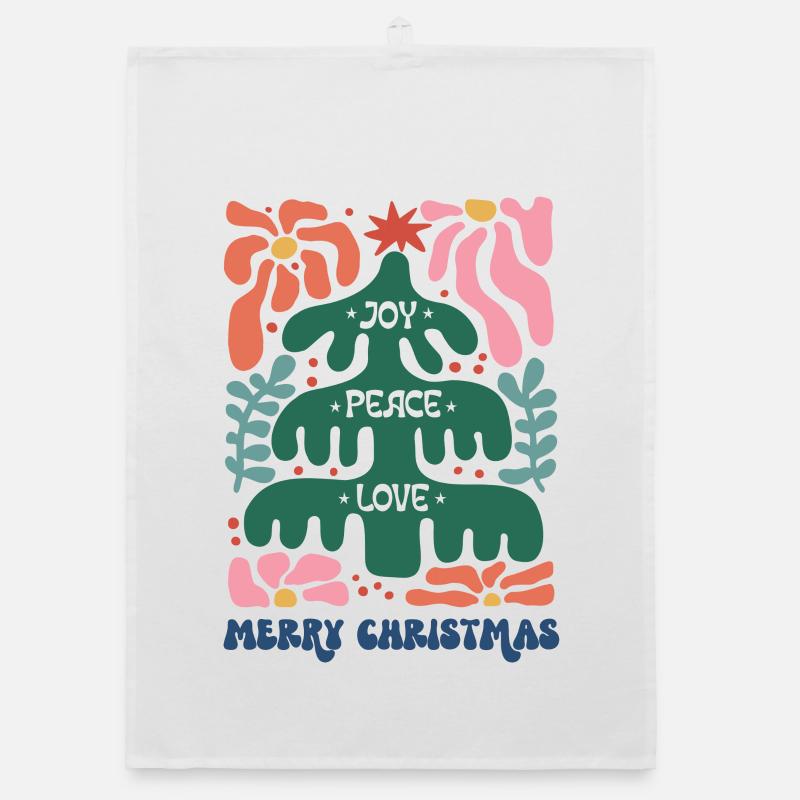 Joie Paix Amour Joyeux Noël Style Boho Torchon bio