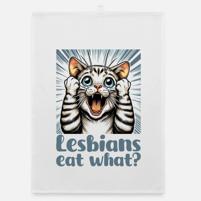 Les lesbiennes mangent quoi ? Chat Chat Cadeau Torchon bio