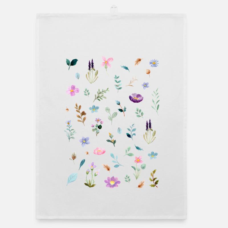 Aquarell Blumen auf Schwarz Organic Geschirrtuch