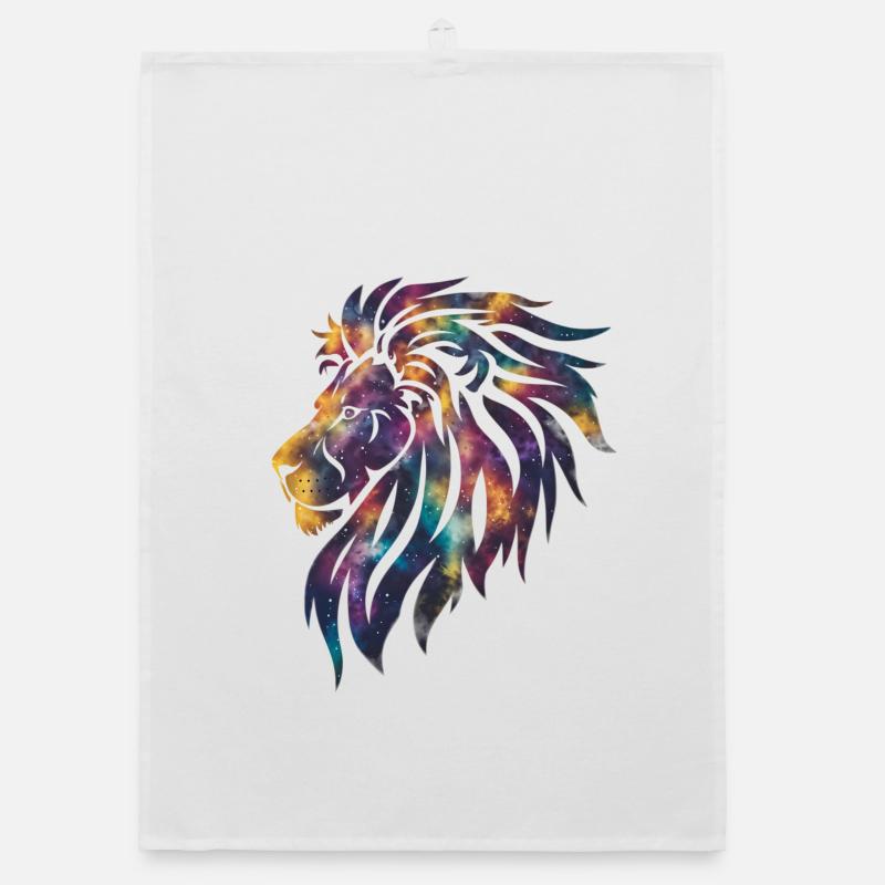 Galaxy Lion Cosmic Organic dish towel