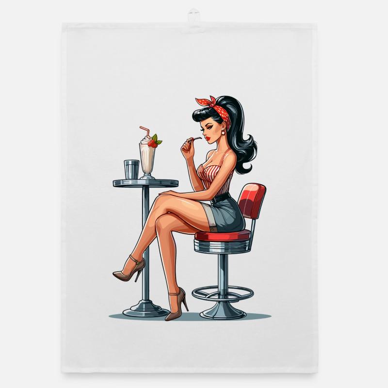Milkshake Rockabilly Pin Up Gift Organic dish towel
