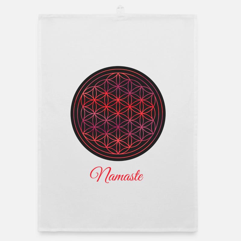 Namaste – Rote & Schwarze Blume des Lebens Organic Geschirrtuch